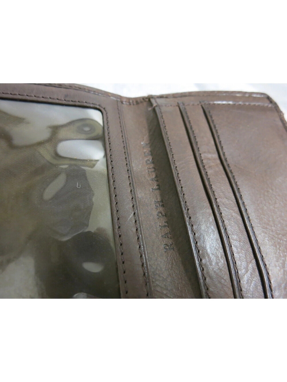 vintage Red Polo Ralph Lauren Cow Hide Fur leather bifold wallet RARE! - Picture 4 of 7